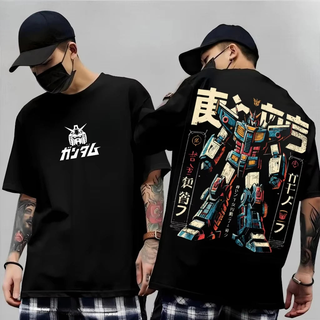 2026 New Japanese Anime Mech Series "Mobile Suit Gundam Summer Short sleeved Printed T-shirt for Men and Women"