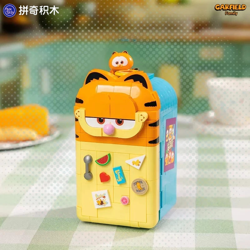 Pantasy Garfield Building Blocks Kawaii Refrigerator Machine Small Particles Children Assembled Toy Splicing Model Ornament Gift