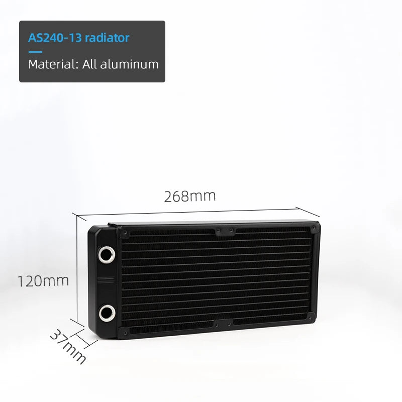 SysCooling 120/240/360mm Aluminum Water Cooling Radiator 35mm Thick 13 Waterways PC Liquid Cooler Heat Exchanger