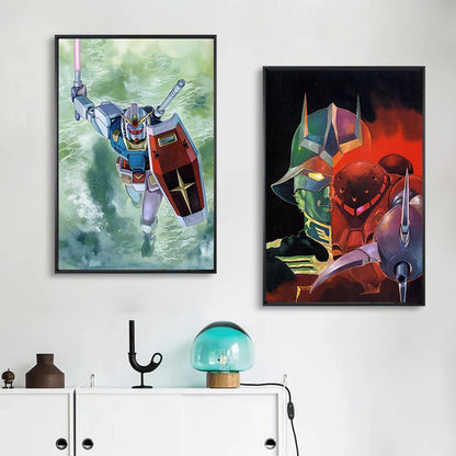 Gundam UC 0079 Frameless Canvas Print  Amuro RX-78 Poster Merchandise - Decorative Wall Art for Bedroom and Headboard