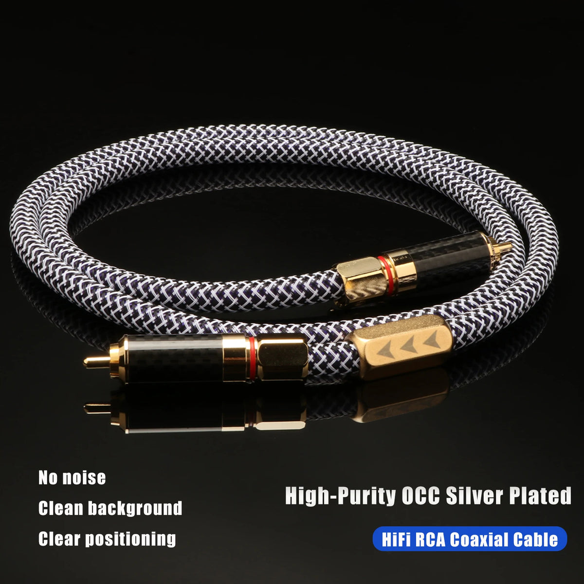 1PCS 75ohm Digital Coaxial Cable 8N OCC Silver Plated SPDIF RCA Cable DAC Cable Crystal Copper For Subwoofer Amplifier