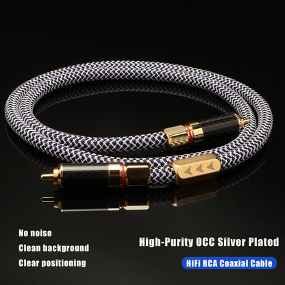 1PCS 75ohm Digital Coaxial Cable 8N OCC Silver Plated SPDIF RCA Cable DAC Cable Crystal Copper For Subwoofer Amplifier