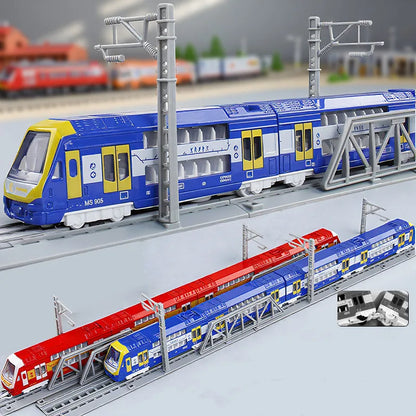 1: 87 alloy double section train and tram models,double-layer subway and high-speed rail toys,children's toys,wholesale