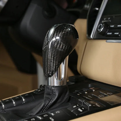 For Porsche MACAN 718 911 Panamera Cayman Boxster 2009-2021 Real Carbon Fiber Car Gear Shift Head Cover Trim Car Accessories