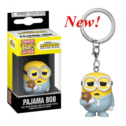 Funko Pocket Pop Keychain Miniones Carl Agnes Pajama BOB Vinyl Action Figure Brinquedos Collection Model Toys for Kids