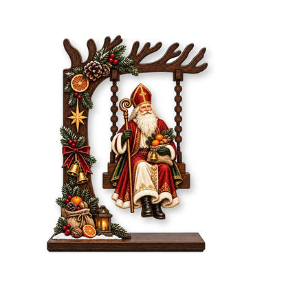Wooden Christmas Decoration Ornaments, Fun Swing-Themed Christmas Crafts, Suitable for Tabletop Centerpieces, Holiday Party Decorations, Home Office Desktop Bookshelf Decorations