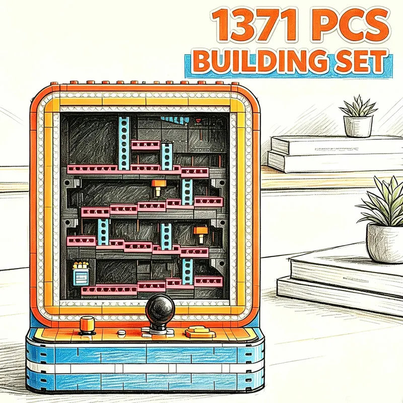 2026 New 1371PCS Model Arcade Pinball Machine Building Blocks DIY Arcade Game Suitable for Adults and Collectors Assemble Gifts