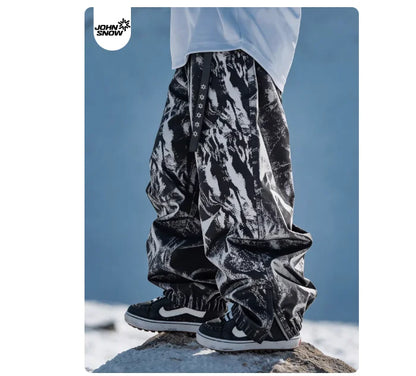 John Snow Winter Women And Men's Waterproof Ski Pants Outdoor High Quality Breathable Loose Snow Trousers Ski Snowboarding Pants