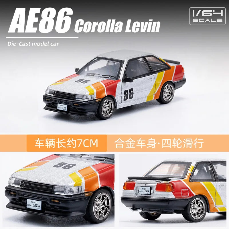 DCT 1/64 AE86 Model Car Classical Vehicle Diecast Toy Collection Car Station Vehicle with Display Box for Adults