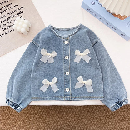 Girls' Jean Jacket New Spring Clothes Spring and Autumn Children Children Little Girl Western Style Top