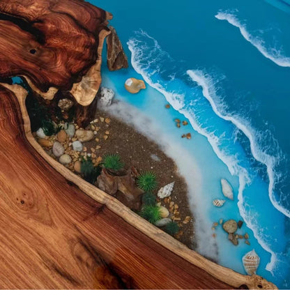 Waterfall epoxy resin wooden coffee table rosewood coffee table live edge epoxy resin coffee table