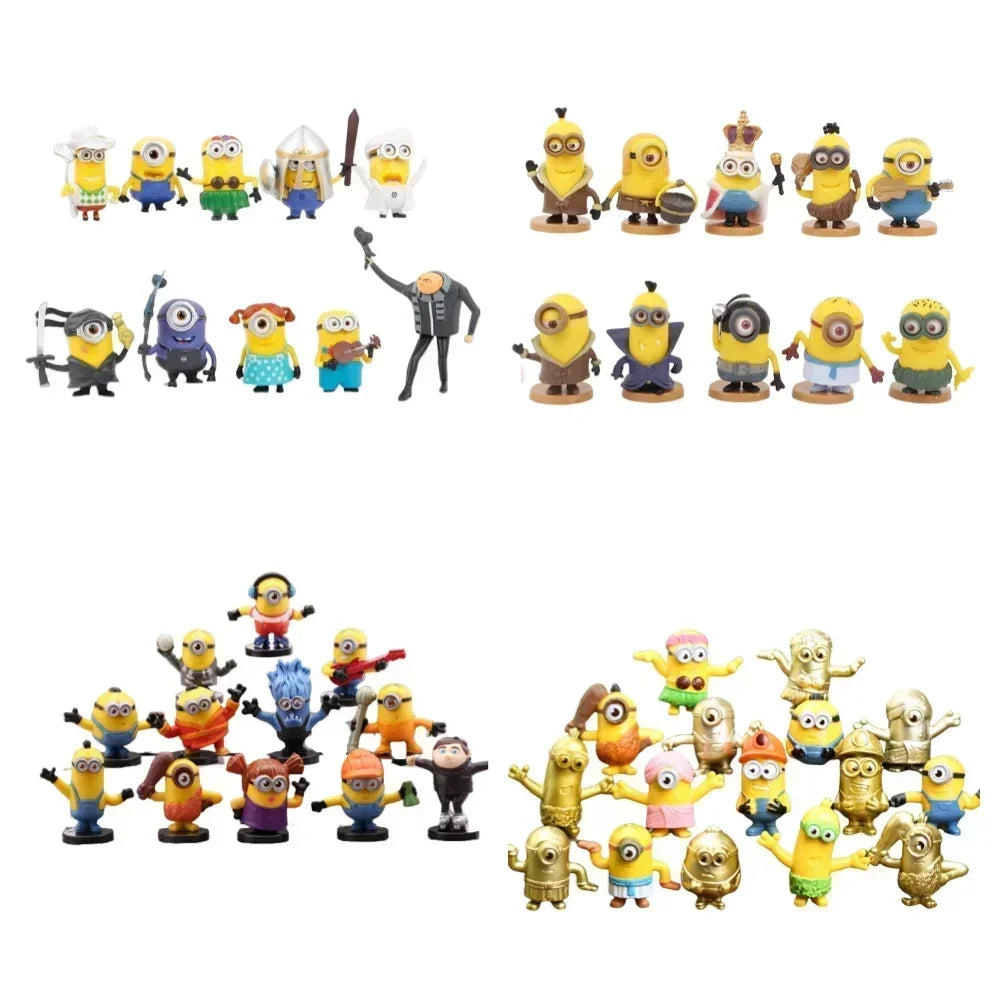 Kawai Capsule Toys Commemorative Gold Miniones Kingdom Gru Kevin Bob 3D Eye Despicable Action Figure Toys Xmas Gifts