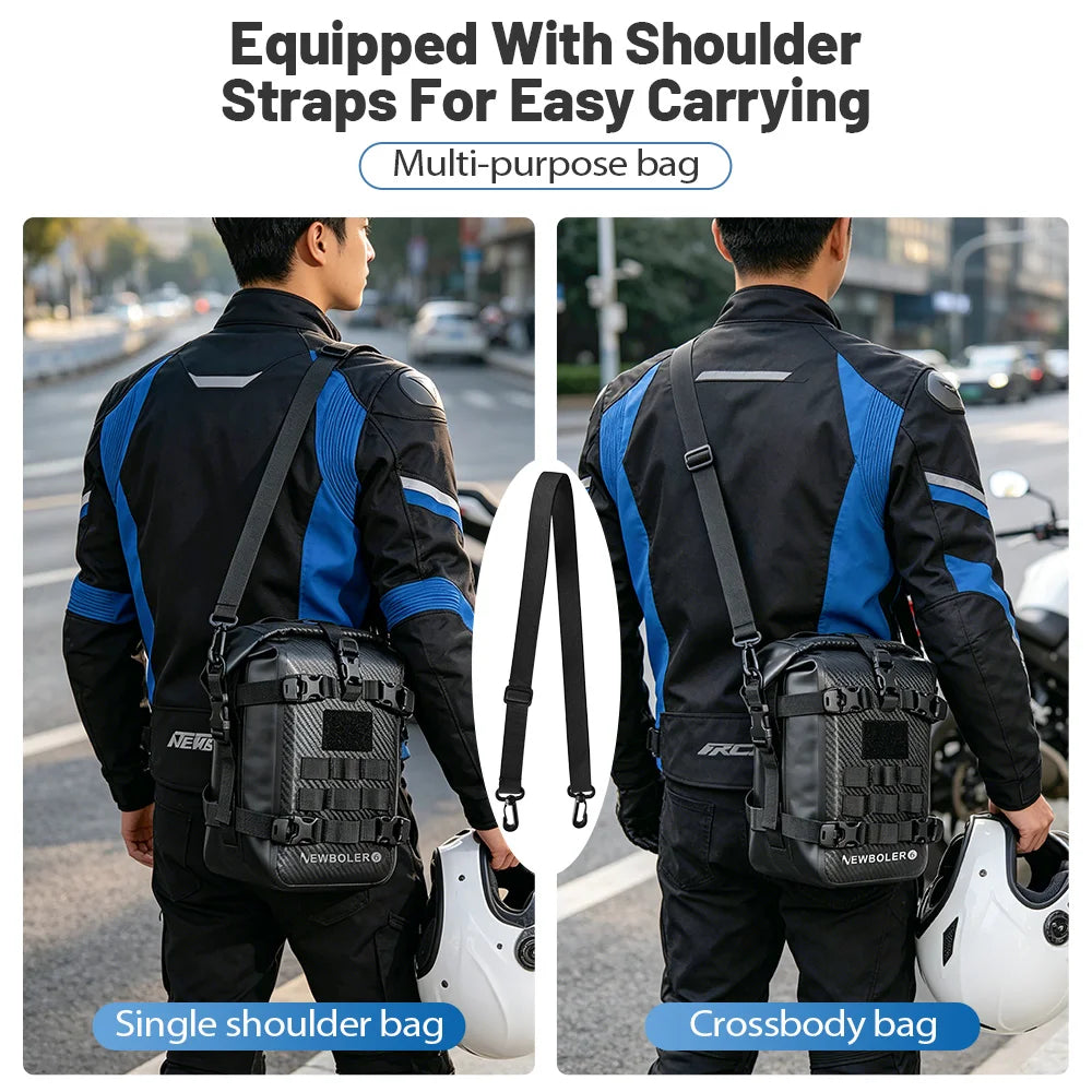NEWBOLER 8/10L Motorcycle Bumper Bag Waterproof Frame Crash Bar Pack Outdoor Cycling Tool Placement Bag With Inner Support Board