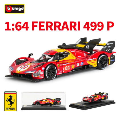 Bburago 1:64 Ferrari 499P 83 51  LMH (2023 24H LE MANS CHAMPION) Racing Die Cast Vehicles Model Formula Racing Car Toys