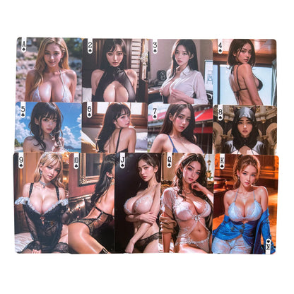 Poker Set, Playing Cards Board Game 54 Beauties Cover Ktv Solitaire,for Men Fun Gifts