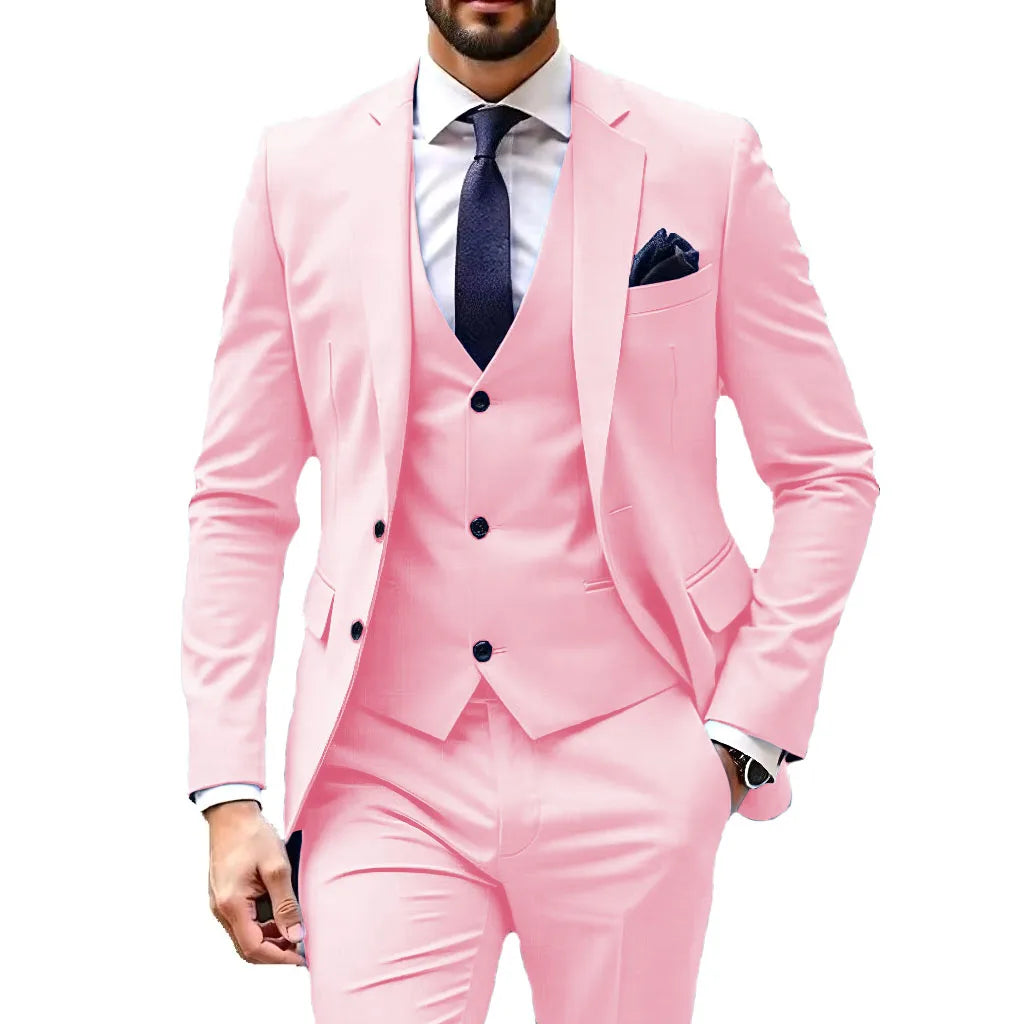 Luxury Customized Dress Suit for Men 3 Pieces Blazer Vest and Pant Set Peak Lapel Formal Slim Fit  Business Wedding Suit for Men