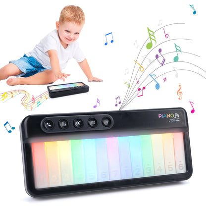 Rainbow Flashing Piano Toys with 5 Instruments 13 Melody Electronic Music Toys Portable Keyboard Toys Educational Toys for Kids