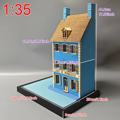 Assembly Architectural Building Model Sand Table Normandy Cafe Club Diorama Scale Model Kit Display Base Stand 1/35