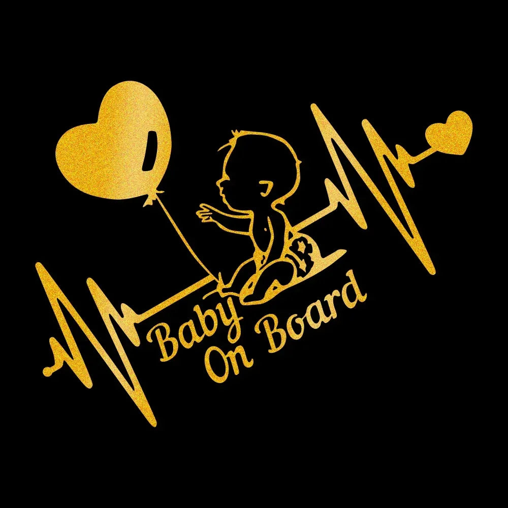 Heartbeat Balloon Baby on Board Car Sticker 3D Cartoon Baby In Car Auto Window Reflective Decor Decoration Exterior Accessories