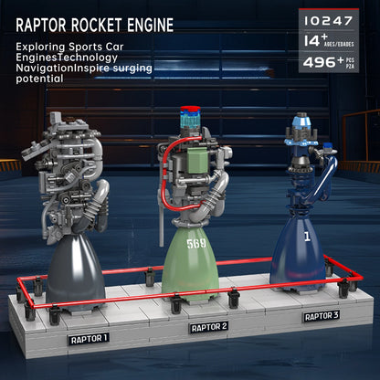 MOULDKING Raptor Rocket Engine Building Blocks Mechanical Science and Education Model Kids DIY Toy Adults Creative Gift 10247