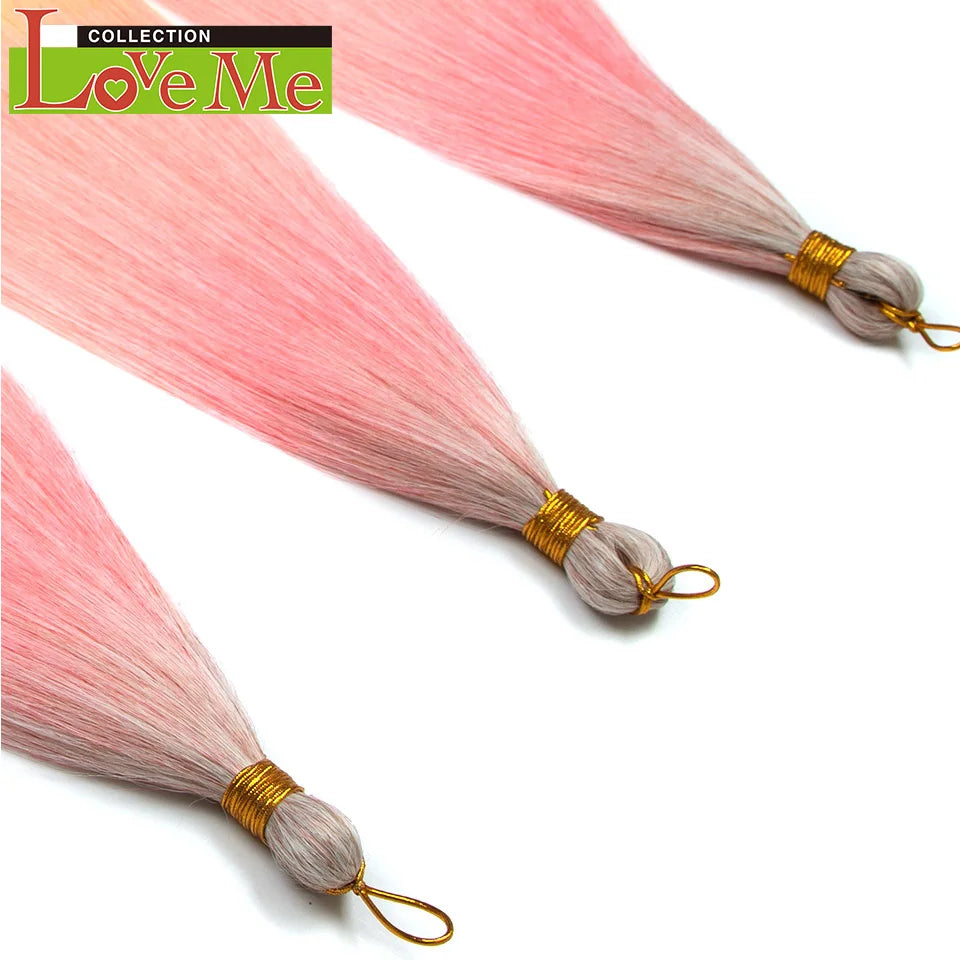 LOVE ME 28 inches 300g/3pcs Straight Hair Bundles Crochet Hair Synthetic Braiding Hair Ombre Rainbow Braids Hair Extensions