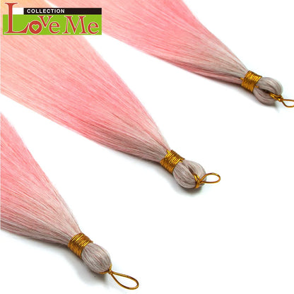 LOVE ME 28 inches 300g/3pcs Straight Hair Bundles Crochet Hair Synthetic Braiding Hair Ombre Rainbow Braids Hair Extensions