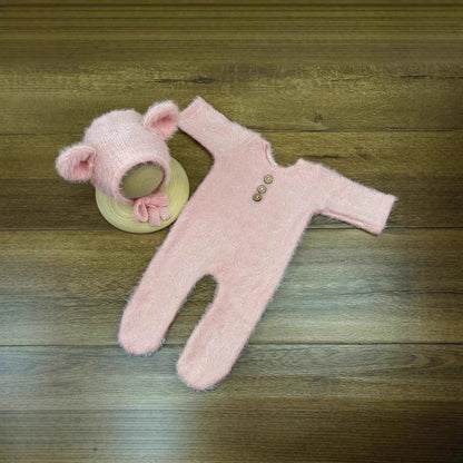 0-1 Month Baby Bear Outfit Newborn Photography Props Jumpers Baby Photo Shoot Clothing