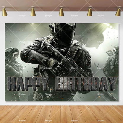 Call of Duty Theme Backdrop Kids Birthday Decorations Party Supplies Banner Poster Stimulating Game Boys Favor Gifts Photo Props