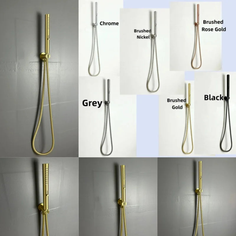Brushed Nickel Stainless steel Hand Shower Head with 1.5M Hose Water Saving Handshower Shower Brass Bracket Accessor