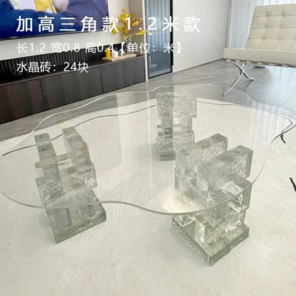 JB Modern Luxury Coffee Table Cloud Shape Design Glass Living Room Coffee Table Unique Glam Table Basse Pour Salon Home Furnitur