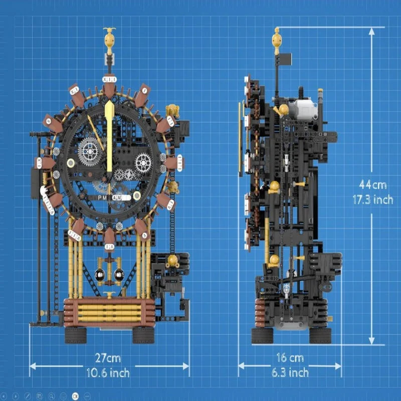 2111PCS MOC Technology Building Blocks Electric Pendulum Clock Creative Assembly Toy Clock Model Children's Puzzle Gift