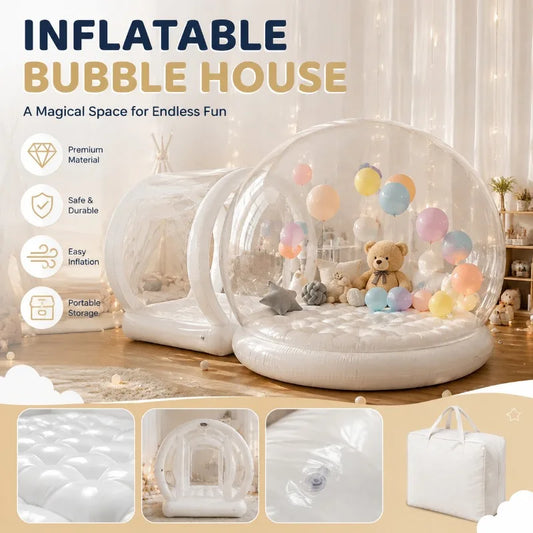 Inflatable Bubble House Transparent Balloon Dome Tent with Tunnel Waterproof for Kids Birthday Baby Shower Event Home Decor