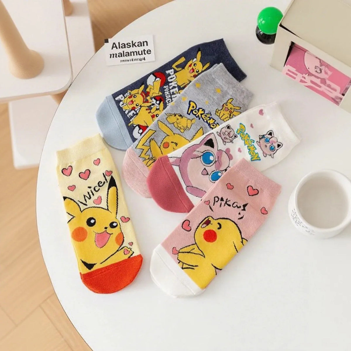 5 Pairs of Japanese Style Novel Cartoon Pok é Mon Couple Knitted Socks Summer Lightweight and Breathable Invisible Boat Socks