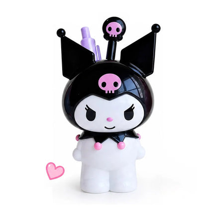 Cute Kawaii Sanrio Characters Figure Pen Cup Hello Kitty Kuromi My Melody Desktop Storage Decor Collectible Toy Gift Office