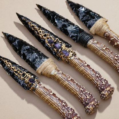1PC Crystal Obsidian model | Natural Stone Model Knife | Polished Unbladed Craft | Crystal Decorative Art Not a real