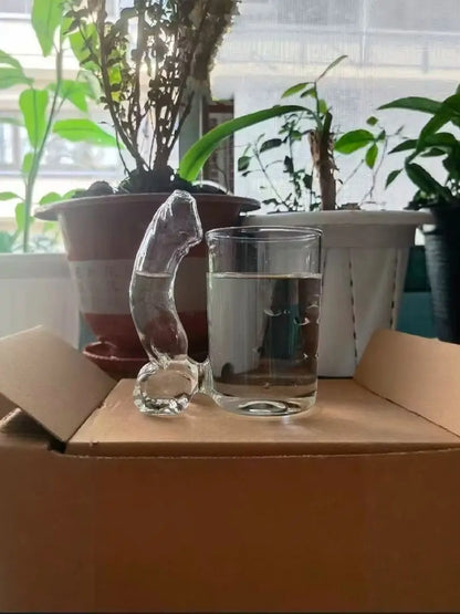 Creative Dolphin Handle Transparent Glass Cup, Thick Bottom Tumbler for Iced Beverage Lemonade Beer Beach Bar Table Decor