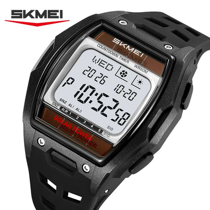 SKMEI 2750 Fashion Men Electronic Watch Solar Power Large Screen Luminous Calendar Multifunctional Outdoor Sport Watches for Man