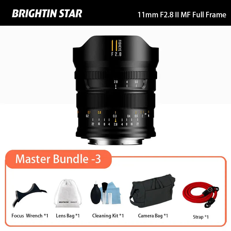 Brightin Star 11mm F2.8 II Markii Full Frame 182 Ultra Wide Angle Fisheye MF Manual Lens for Sony E Nikon Z Canon EOS R Sigma L