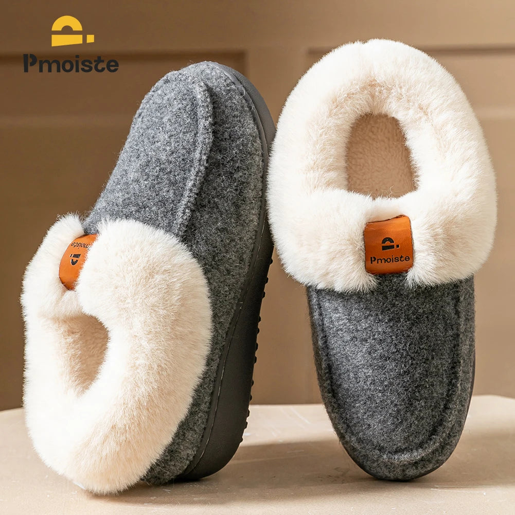 Platform Slippers Women Wedge Memory Foam  TPR Non Slip Sole Warm Fuzzy Winter Durable Bedroom Shoes Cozy Comfort