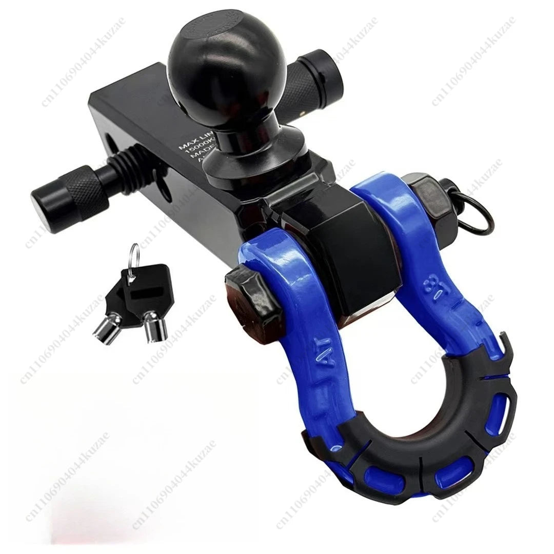 New Extended Off-Road Trailer Hitch with Ball Mount, Universal Square Receiver, High-Strength Solid Tow Hook