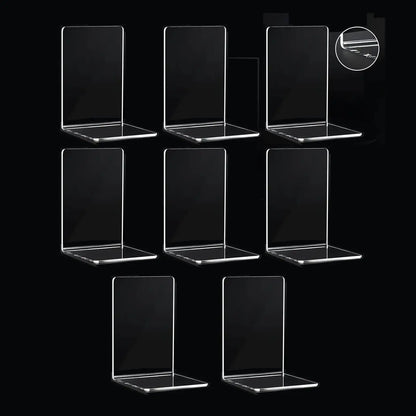 8 Pieces Bookends,Clear Bookends for Shelves,Heavy Duty Book Ends andDesktop Organizer,Book Stopper for Books/Movies/CD