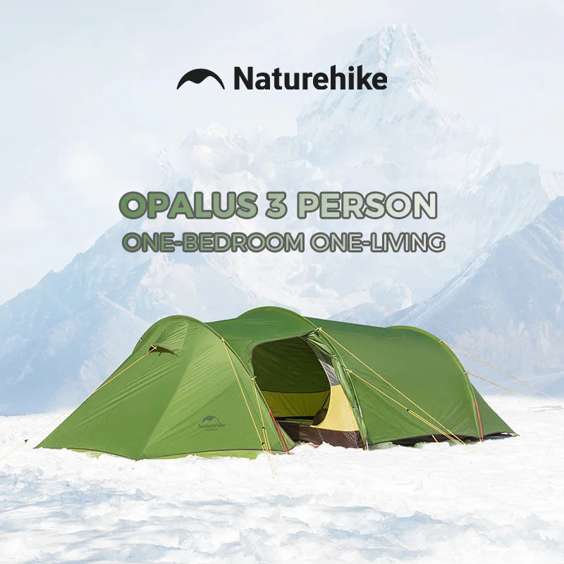 Naturehike Opalus 3 Person Tunnel Tent Waterproof Large Space Cycling Backpacking Tent Portable 4 Season Beach Camping Tent