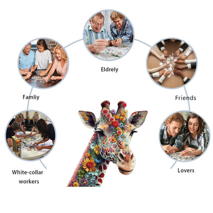 Flower Giraffe Wooden Puzzle, High-difficulty Magic Puzzle Intellectual Toy, Birthday Holiday Gift, Family Game Home Decor