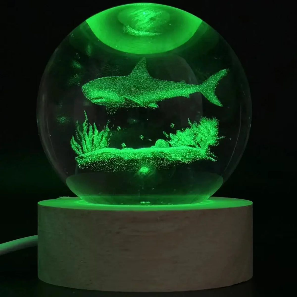 6cm 3D Ocean Shark Crystal Ball night light holiday gifts for friends oceanarium souvenir Decorative glass ball home decor