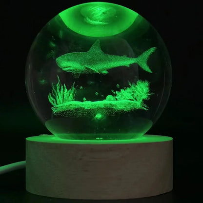 6cm 3D Ocean Shark Crystal Ball night light holiday gifts for friends oceanarium souvenir Decorative glass ball home decor