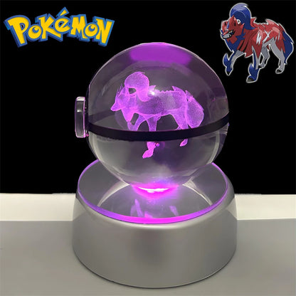 Pokemon 3D Crystal POKE BALL Figure Toys Snivy Dragonair Blastoise Venusaur Milotic Raichu Night Light LED Lamp Base Model Dolls