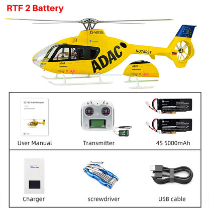 FLYWING EC135 RC Helicopter LED Light ACE Flight Control EC135 Scale Helicopter 470 Size RC Helicopters 4 Blade 6CH RC Helicopte