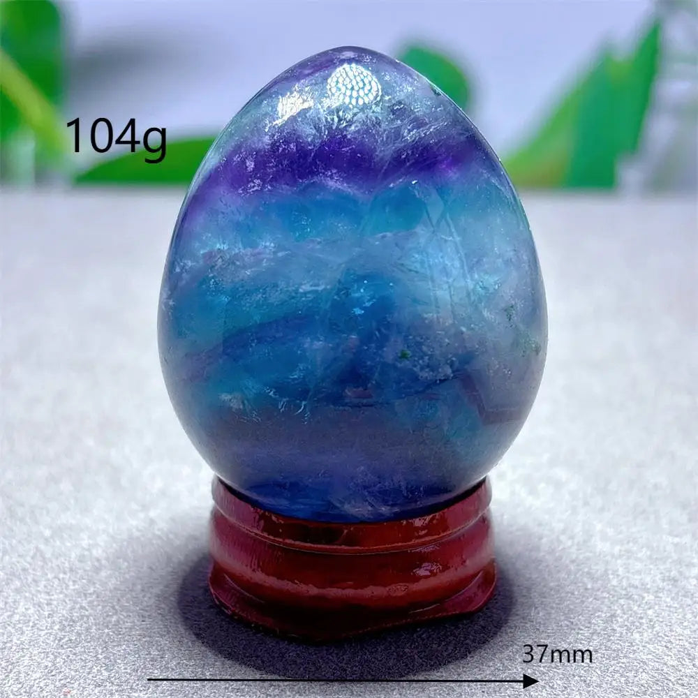 Rainbow Fluorite Egg Crystal Natural Stone Quartz Minerals Home Decoritems Reiki Gifts Energy Healing Luck Love Garden +Stand
