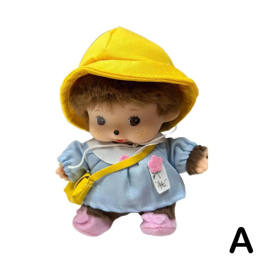 15/20cm Kawaii Mengqi Doll School Bag Pendant Decoration Girl Monkey Plush Doll Pp Cotton Birthday Toy Keychain DIY Gift Mochi
