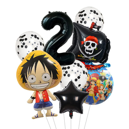 Anime One Piece Aluminum Film Balloons Luffy Shape Foil Balloon Boys Birthday Party Decoration Items